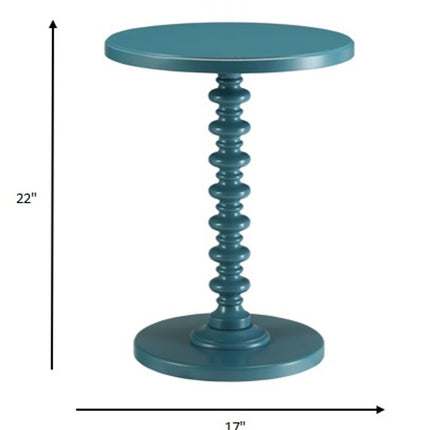 Fun Teal Wood Pedestal End Table