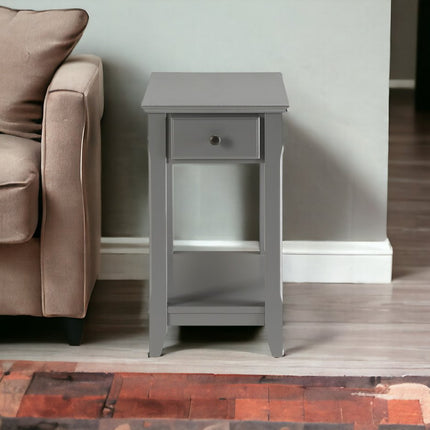 23" Gray Solid and Manufactured Wood End Table