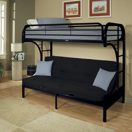 Black Twin Over Full Contemporary Metal Bunk Bed