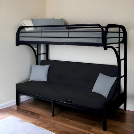 Black Twin Over Full Contemporary Metal Bunk Bed