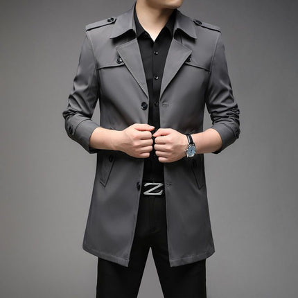 Windbreaker Mid-length Casual Jacket Slim Business Men's Suit Jacket