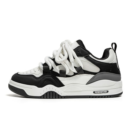 Comfortable Round-Toe Board Shoes with  /Super Fiber Upper & Rubber Sole, Lace-Up Casual Athletic Wear Suitable