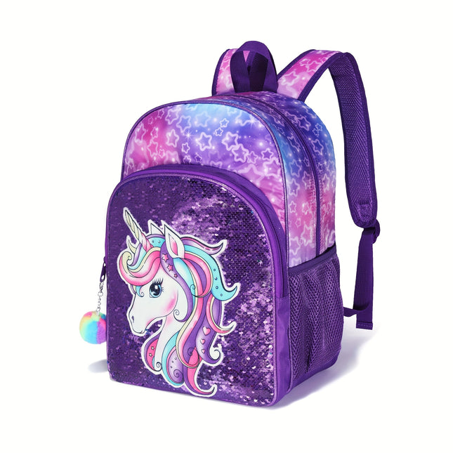 Girl's Mermaid Unicorn Backpack, Elementary School Students' Cartoon Cute Children's Backpack,