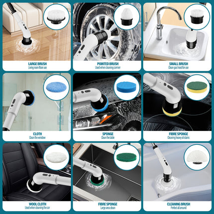 Electric Rotating Cleaning Brush with Display Screen, Featuring 3 Adjustable Speeds,