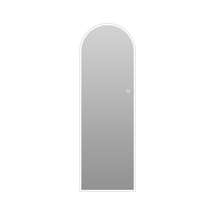 65' x 21' LED Full Length Wall Mirror with Symmetrical Arch Design, Frosted Glass Border, Dimmable 3 Color Temperature Lighting, Copper-Free Silver Glass, Hardwired or Plug-In