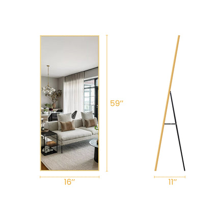 Full Length Mirror Black&Gold Horizontal and Vertical Floor Mirror Standing Hanging or Leaning Wall,