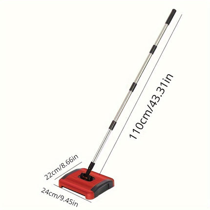 Multi-Functional Manual Push Sweeper, Stainless Steel Dust Mop for Carpet, Hardwood, Tile Floors