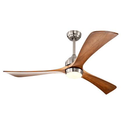 52' Solid Wood Blades Ceiling Fan with Lights Remote Control,Quiet DC Motor 3 Blade Ceiling Fans 6 Speed Levels,Reversible Ceiling Fan, for Patio Living Room, Bedroom, Office,Indoor.(Stain nickel )