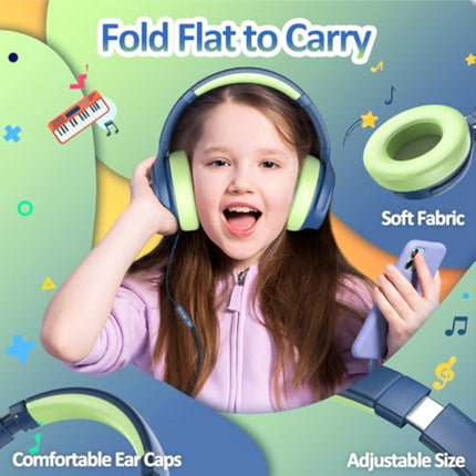 Mic Active Noise Cancelling Headphones 85/94dB Safe Volume Limit Over Ear Headsets Boys Girls Wired Headset for School