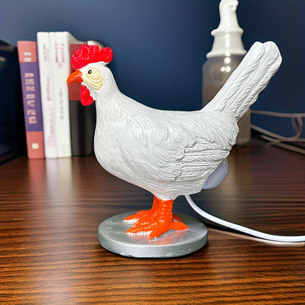 1pc Rustic Rooster Table Lamp, Resin Animal Theme Desk Light with Encaustic Finish,