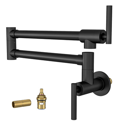 Modern Design Wall Mount Pot Filler Faucet Folding Stretchable Black Brass Stainless Steel