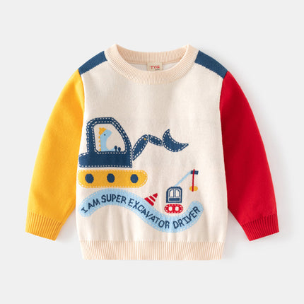 European And American Style Children's Clothing Boys' Contrast Color Sleeve Woolen Top