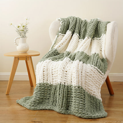 50"x60" Chunky Throw Blanket - Thick & Soft Chenille Yarn Oversized Green