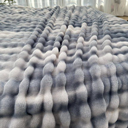Super Soft Bubble Faux Rabbit Fur Blanket, Machine Washable, All-Season, Heavyweight Winter Blanket