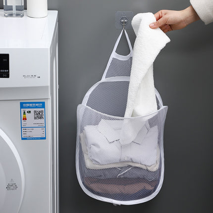 Foldable Laundry Baskets Sub-bathroom With Clothes Hanger Bags Home Wall-mounted