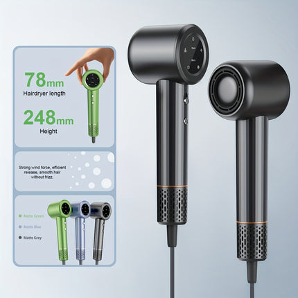 EU Plug Fast Drying Hair Dryer, Negative Ionic Fast Dry Low Noise Blow Dryer, with LED Digital Display Screen,