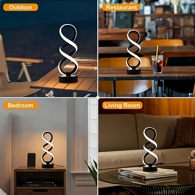 1pc Spiral Shell Modern LED Desk Lamp, Minimalist Design with USB Three-Color Dimming