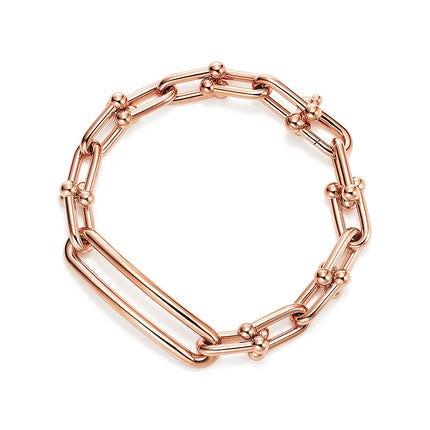 Sterling Silver 925 Electroplated 18K Rose Gold U-shaped Bracelet