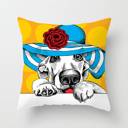 Cartoon Animal Series Peach Skin Fabric Sofa Pillowcase Cushion Cover