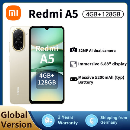 Xiaomi Redmi A5 Smartphone, 4+128G, 32MP Dual AI Camera, 5200mAh Massive Battery, Octa-core,