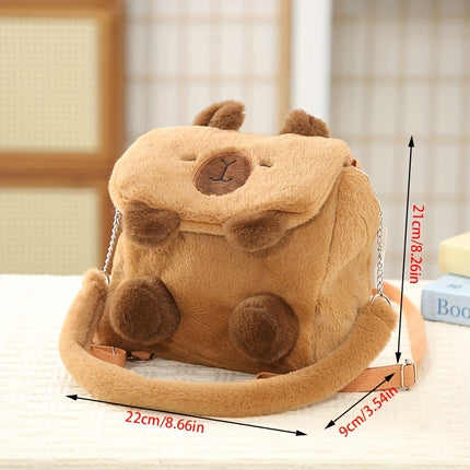 Cartoon Capybara Plush Backpack, Cute Bag, High-Quality Versatile Plush Bag