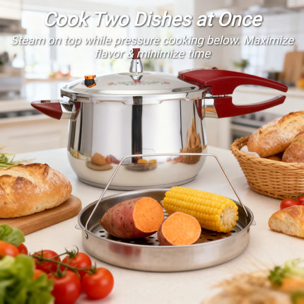 Pressure Cooker with Steamer Basket, Large Capacity for Home & Commercial Use,1600g 6 Safety Features