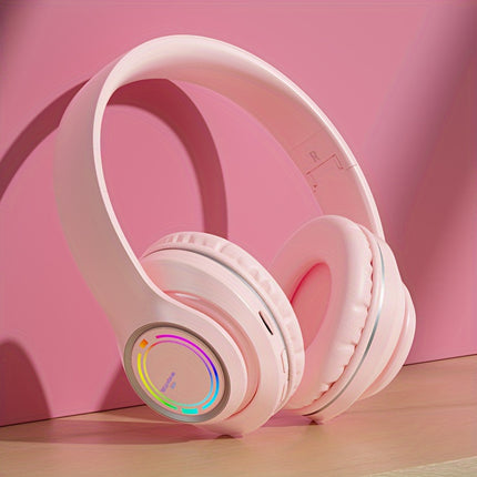 Wireless Over-Ear Headphones with Multi-Color LED Lights - Comfortable, Foldable Design