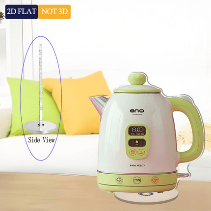 2D Flat - 1pc 2D Plane Acrylic Pink Electric Kettle Light Green Handle and Knob, Digital Display Shows
