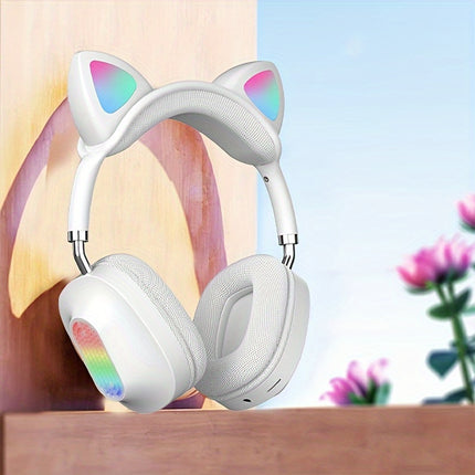 Wireless Headphones Headband Light Up Cat Ears Bass Heavy Wireless Headphones-Multi-color-1pc