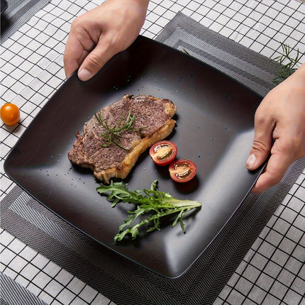 16/32pcs Plastic Tableware Set - Classic Square Lightweight Design, Durable Dinner and Salad Plates,