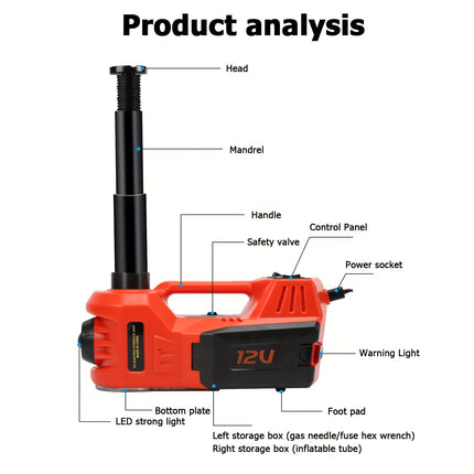 12V 3T/5T Electric Car Jacks Kit  Tyre Change Tool Jack With Toolbox, Professional Garages Tools