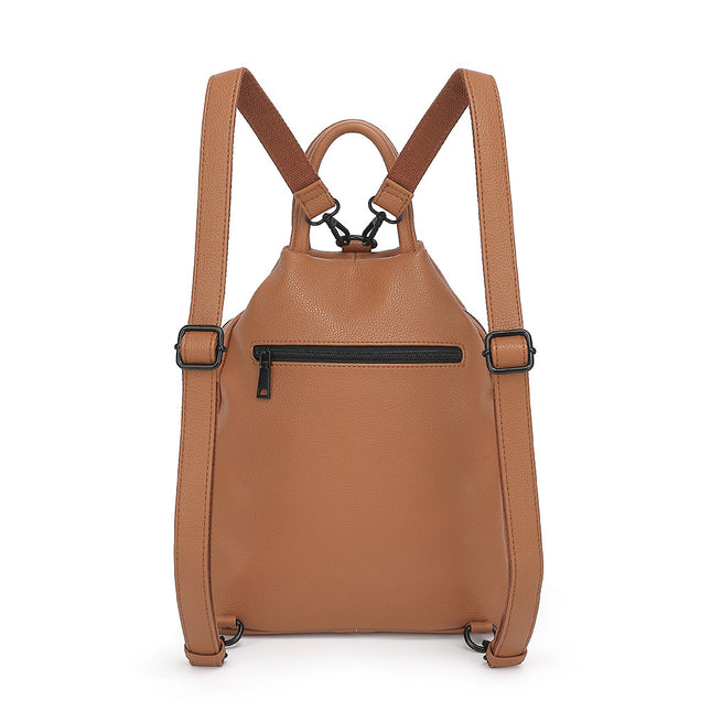 Pu Backpack Practical Soft Leather Zipper Handbag