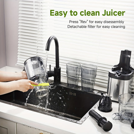 Professional Slow Juicer 126mm Extra Wide Feed Chute Fits Whole Fruits & Vegetables Cold Press Technology -