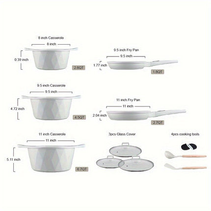 12-Piece Hoarbar Premium Cookware Set  Non-Stick Pots and Pans for Easy Cooking and Cleaning