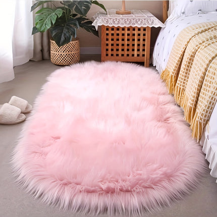 1pc Luxurious Plush Faux Fur Area Rug, Soft Velvet Long Pile, Machine Washable,