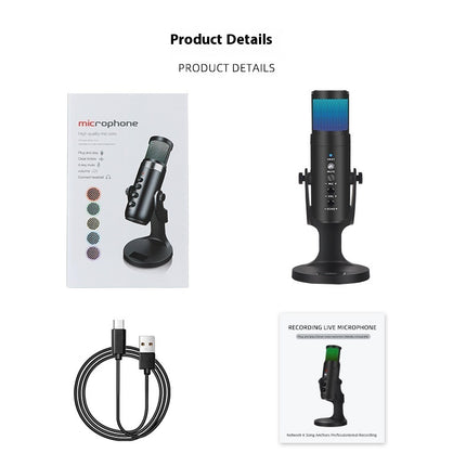 RGB Colorful Breathing Ambience Light USB Condenser Microphone