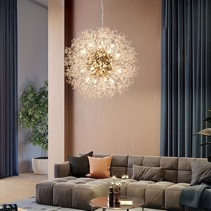 1 luxury Golden crystal chandelier, modern dandelion design, adjustable suspension cable