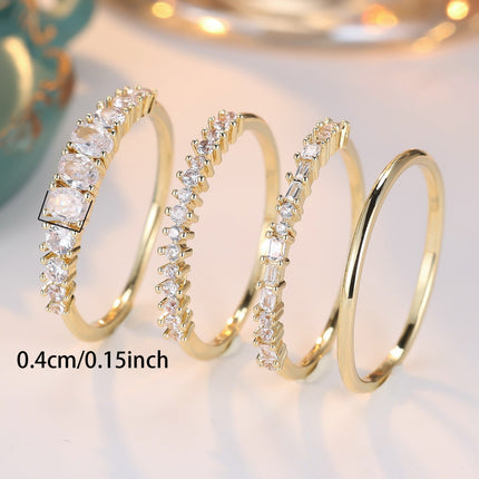 Round Color Zirconium Four-piece Ring