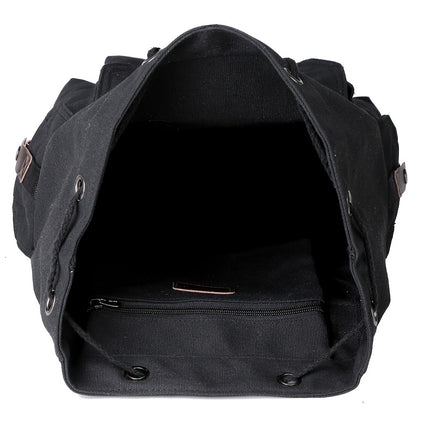 Canvas Backpack - Vintage Casual Travel Bag with Large Capacity, Adjustable Straps & Drawstring Detail