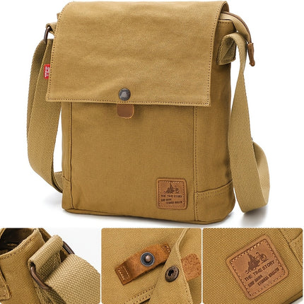 Casual Canvas Messenger Bag, Korean Style Vertical Flat Crossbody Shoulder Bag with Adjustable