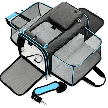 Dog Cat Pet Carrier Bag Foldable Travel Dog Carrier Airline Approved, Two Side Expandable Pet Carrier Backpack Pet Travel Carrier For Cats Dogs Puppy