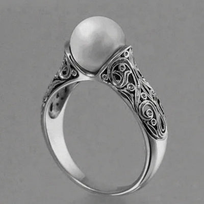Inlaid Imported Artificial ABS Pearl Ring