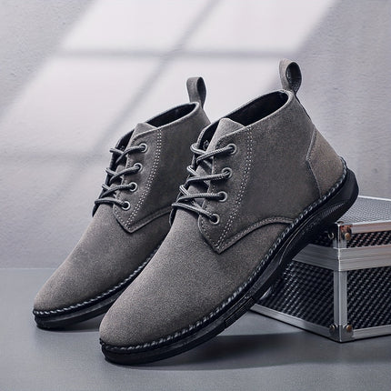 Men'S Casual Fashion Sneakers - Low Top Lace-Up Boots, Solid Color, All-Season, with PU Upper