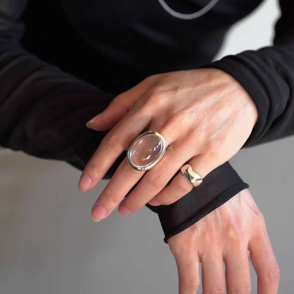 Crystal Ring  Versatile And Niche Design Transparent Water-drop Ring For Women