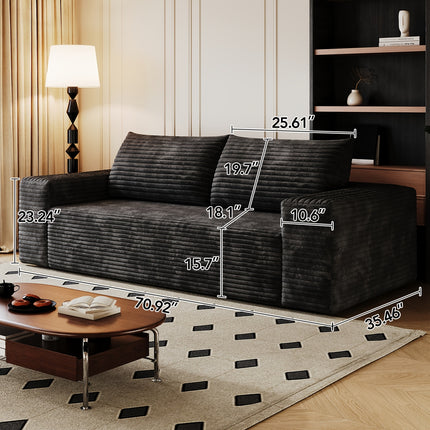 Sofa Deep Seat, Comfy Corduroy Cloud Sofa, No Assembly Required, Champagne Color,
