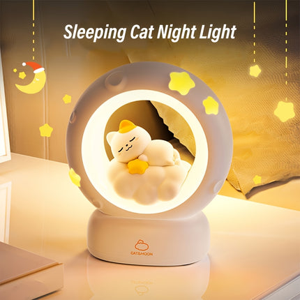 1pc Sleeping Cat Night Light, USB Rechargeable Companion Sleeping Lamp,