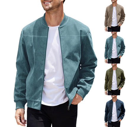 Men's Suede Solid Color Casual Retro Jacket