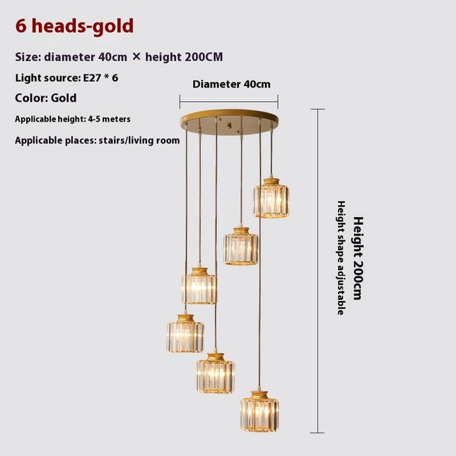 Duplex Staircase Long Chandelier Lamps Modern Minimalist And Magnificent Crystal