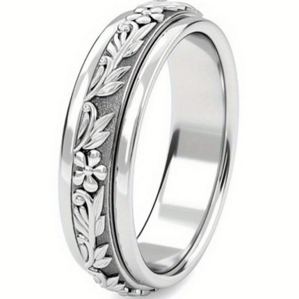 Retro Embossed Pattern Ring Minimalist And Versatile For Women