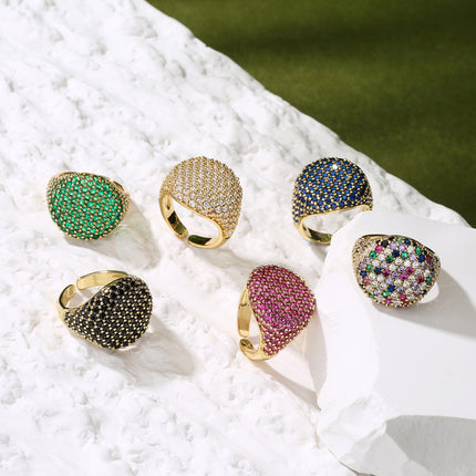 Full-diamond Round Open Geometric Zircon Ring